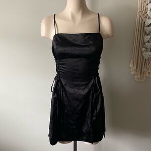 G By Garage Corset Floral Satin Lace Up Mini Dress Goth Glam Size Medium